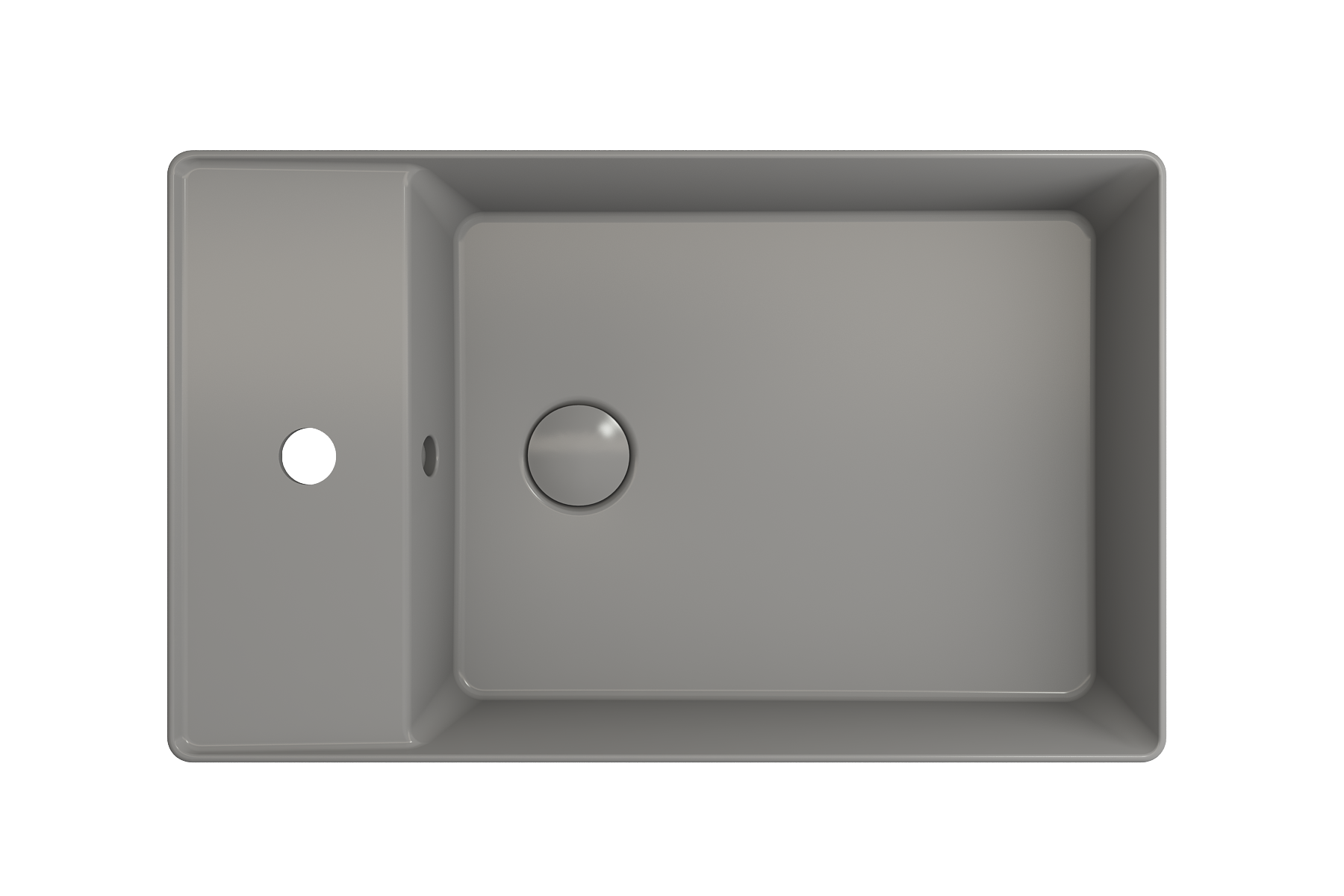 BOCCHI Sottile 24" Rectangle Vessel Fireclay Bathroom Sink, Matte Gray, Single Faucet Hole, 1479-006-0126