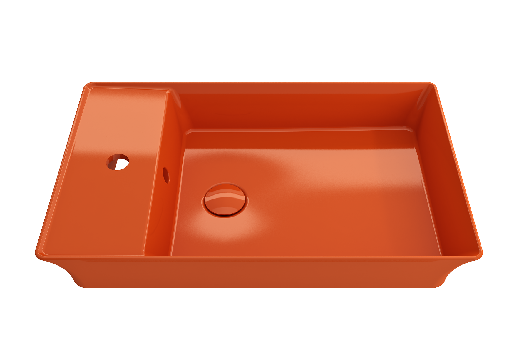 BOCCHI Sottile 24" Rectangle Vessel Fireclay Bathroom Sink, Orange, Single Faucet Hole, 1479-012-0126