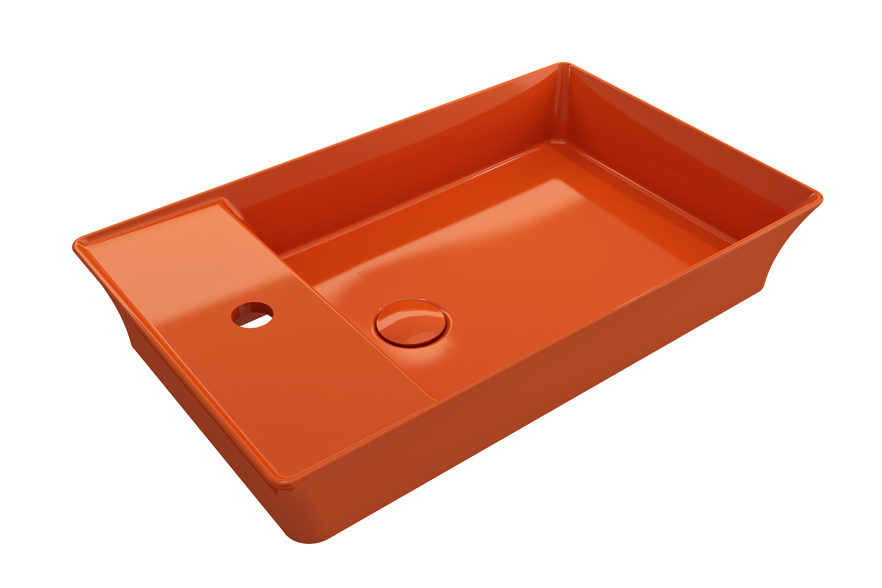 BOCCHI Sottile 24" Rectangle Vessel Fireclay Bathroom Sink, Orange, Single Faucet Hole, 1479-012-0126