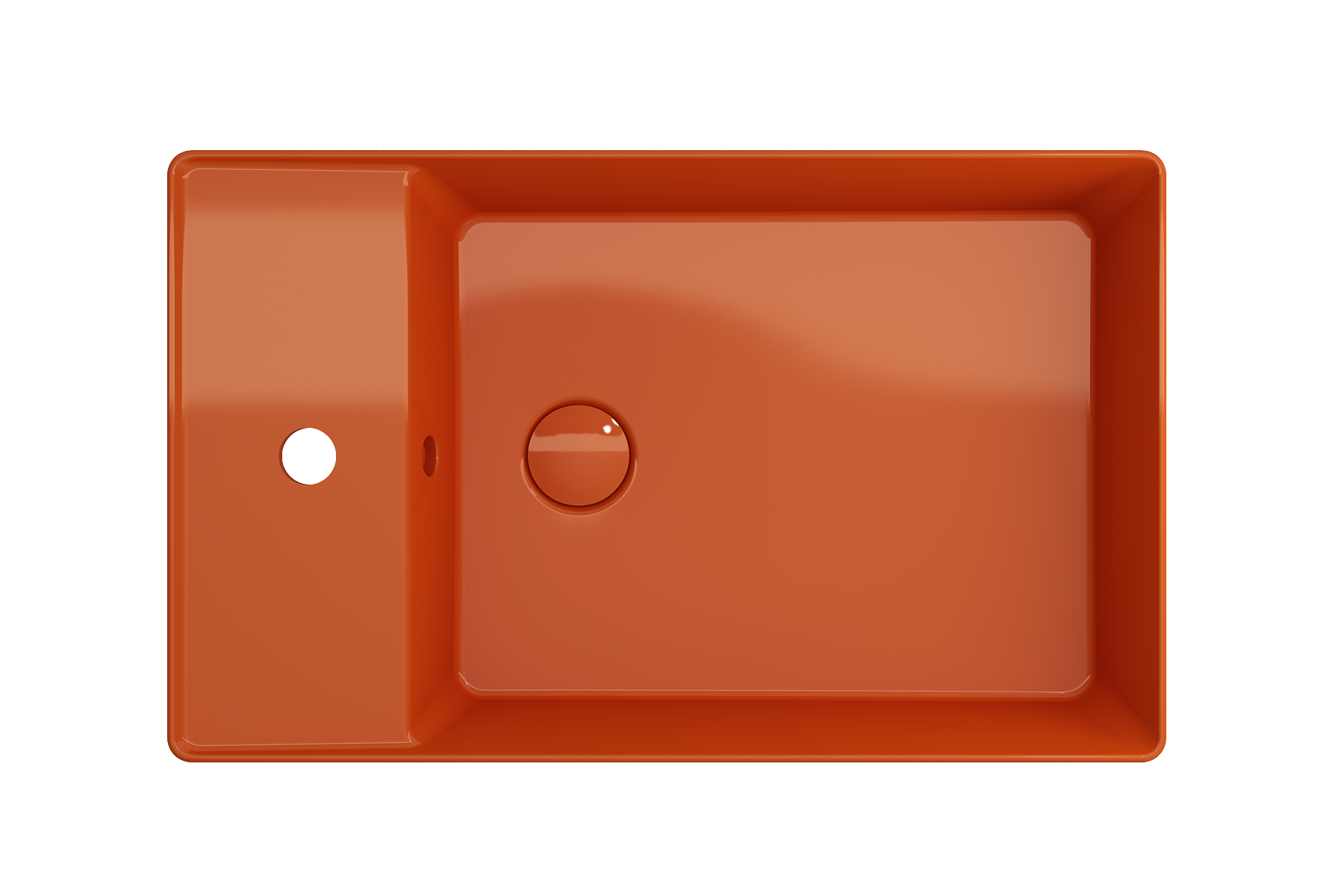 BOCCHI Sottile 24" Rectangle Vessel Fireclay Bathroom Sink, Orange, Single Faucet Hole, 1479-012-0126