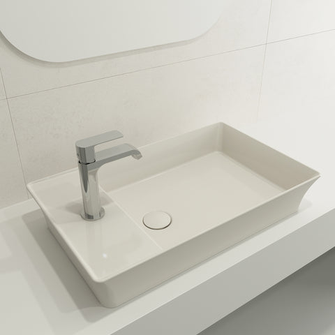 BOCCHI Sottile 24" Rectangle Vessel Fireclay Bathroom Sink, Biscuit, Single Faucet Hole, 1479-014-0126