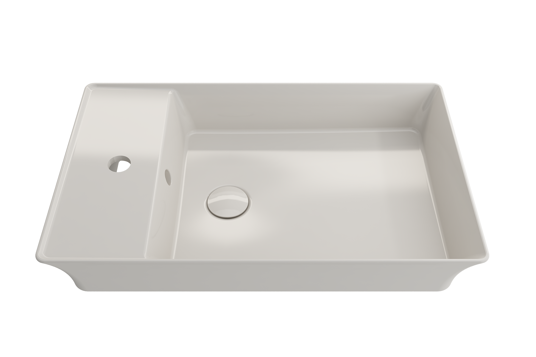 BOCCHI Sottile 24" Rectangle Vessel Fireclay Bathroom Sink, Biscuit, Single Faucet Hole, 1479-014-0126
