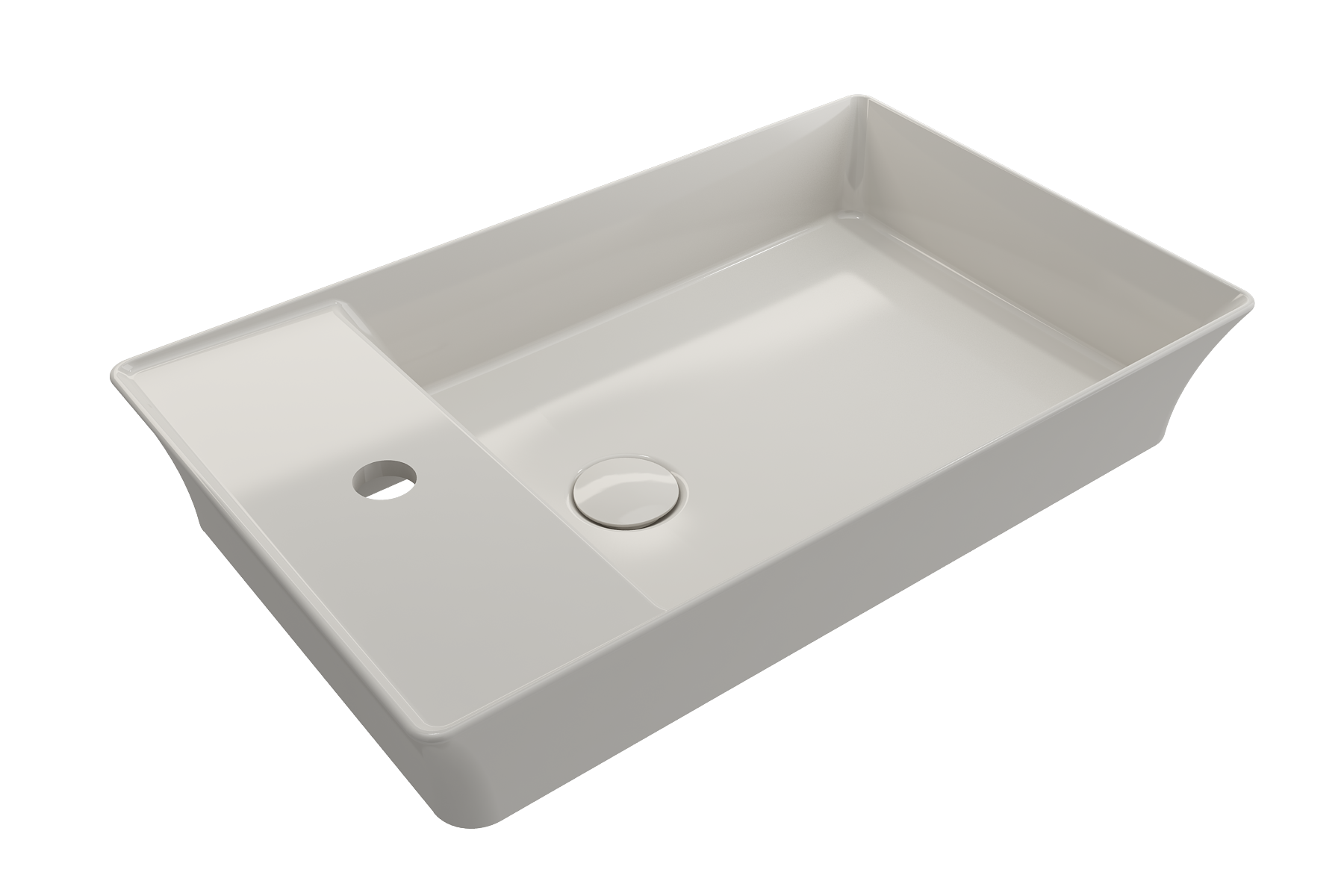 BOCCHI Sottile 24" Rectangle Vessel Fireclay Bathroom Sink, Biscuit, Single Faucet Hole, 1479-014-0126