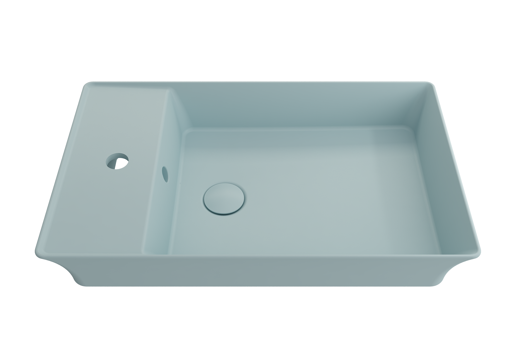 BOCCHI Sottile 24" Rectangle Vessel Fireclay Bathroom Sink, Matte Ice Blue, Single Faucet Hole, 1479-029-0126