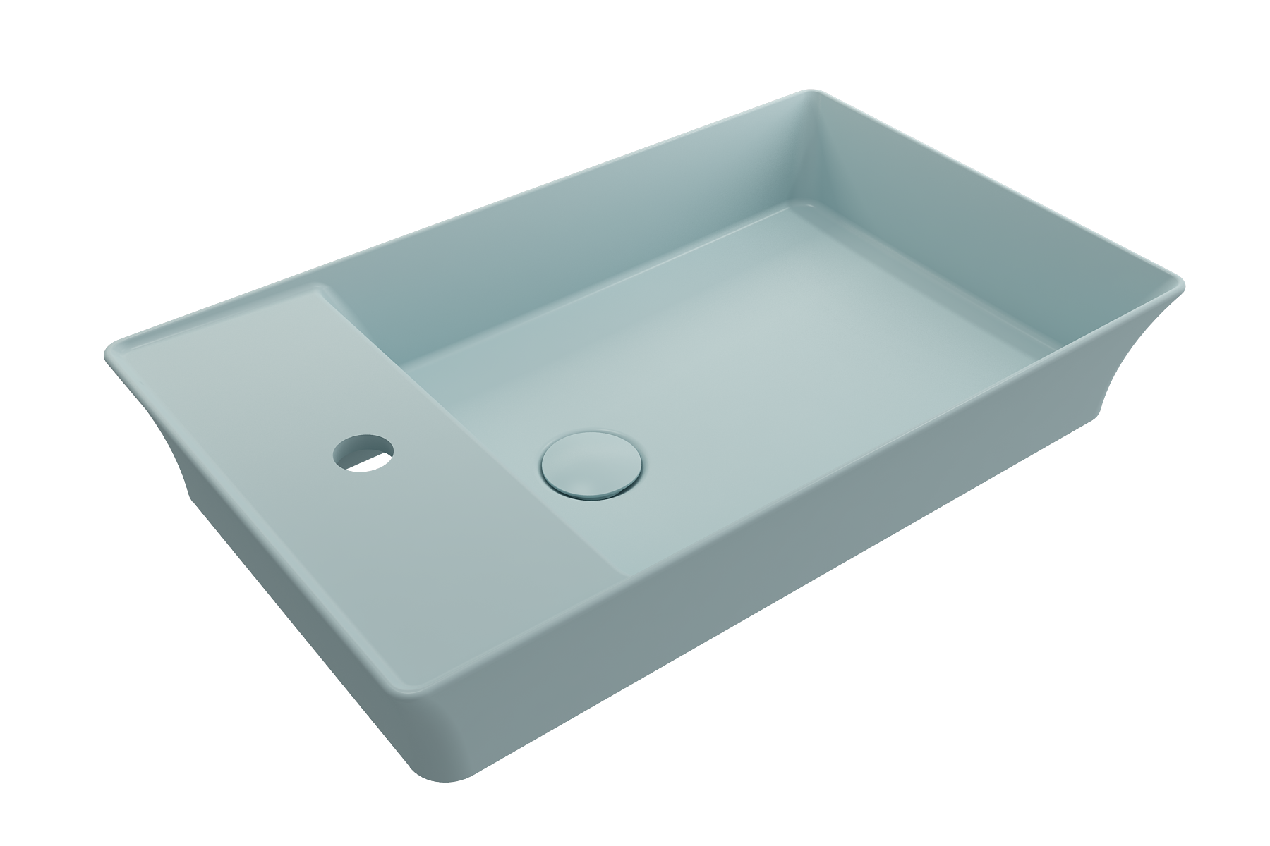 BOCCHI Sottile 24" Rectangle Vessel Fireclay Bathroom Sink, Matte Ice Blue, Single Faucet Hole, 1479-029-0126