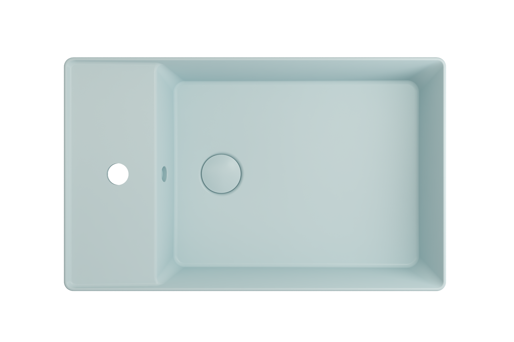 BOCCHI Sottile 24" Rectangle Vessel Fireclay Bathroom Sink, Matte Ice Blue, Single Faucet Hole, 1479-029-0126