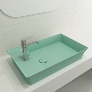 Alternate Image for BOCCHI Sottile 24" Rectangle Vessel Fireclay Bathroom Sink, Matte Mint Green, Single Faucet Hole, 1479-033-0126