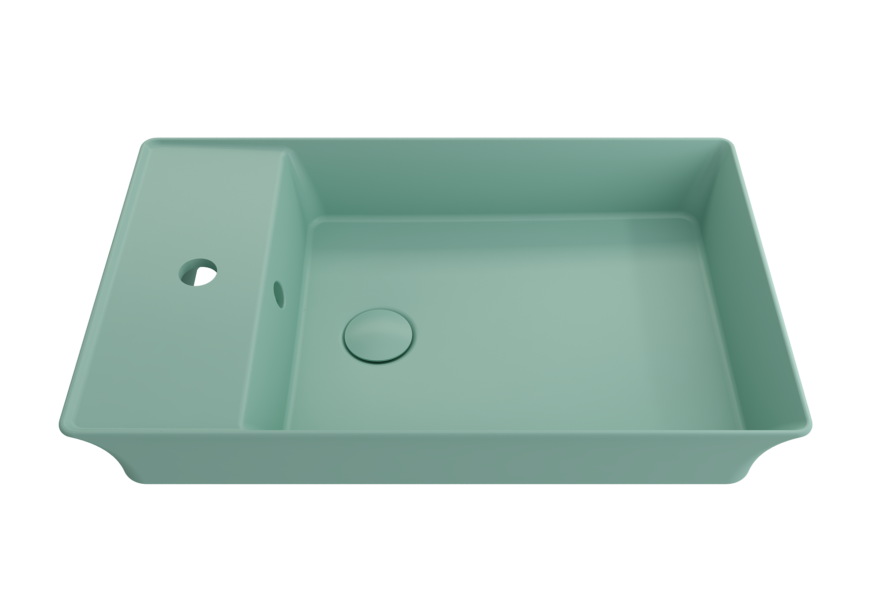 BOCCHI Sottile 24" Rectangle Vessel Fireclay Bathroom Sink, Matte Mint Green, Single Faucet Hole, 1479-033-0126