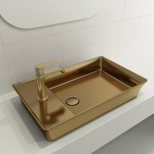 Alternate Image for BOCCHI Sottile 24" Rectangle Vessel Fireclay Bathroom Sink, Matte Gold, Single Faucet Hole, 1479-403-0126