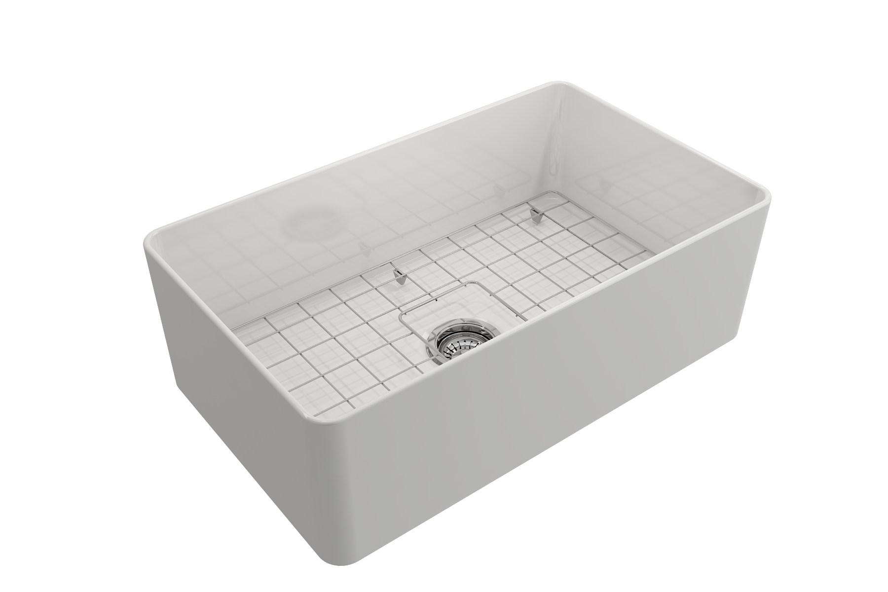 BOCCHI Aderci Ultra-Slim 30" Fireclay Farmhouse Sink, White, 1481-001-0120