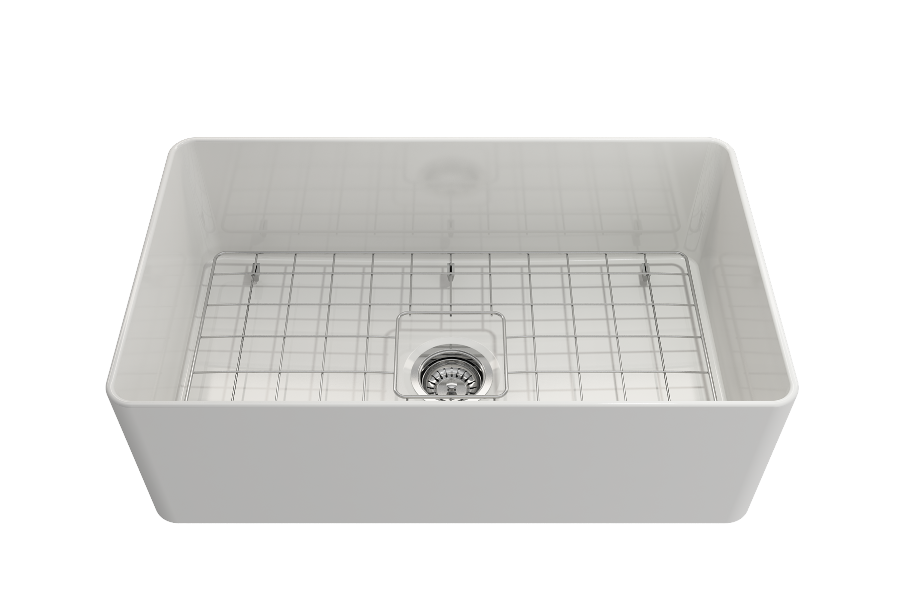 BOCCHI Aderci Ultra-Slim 30" Fireclay Farmhouse Sink, White, 1481-001-0120