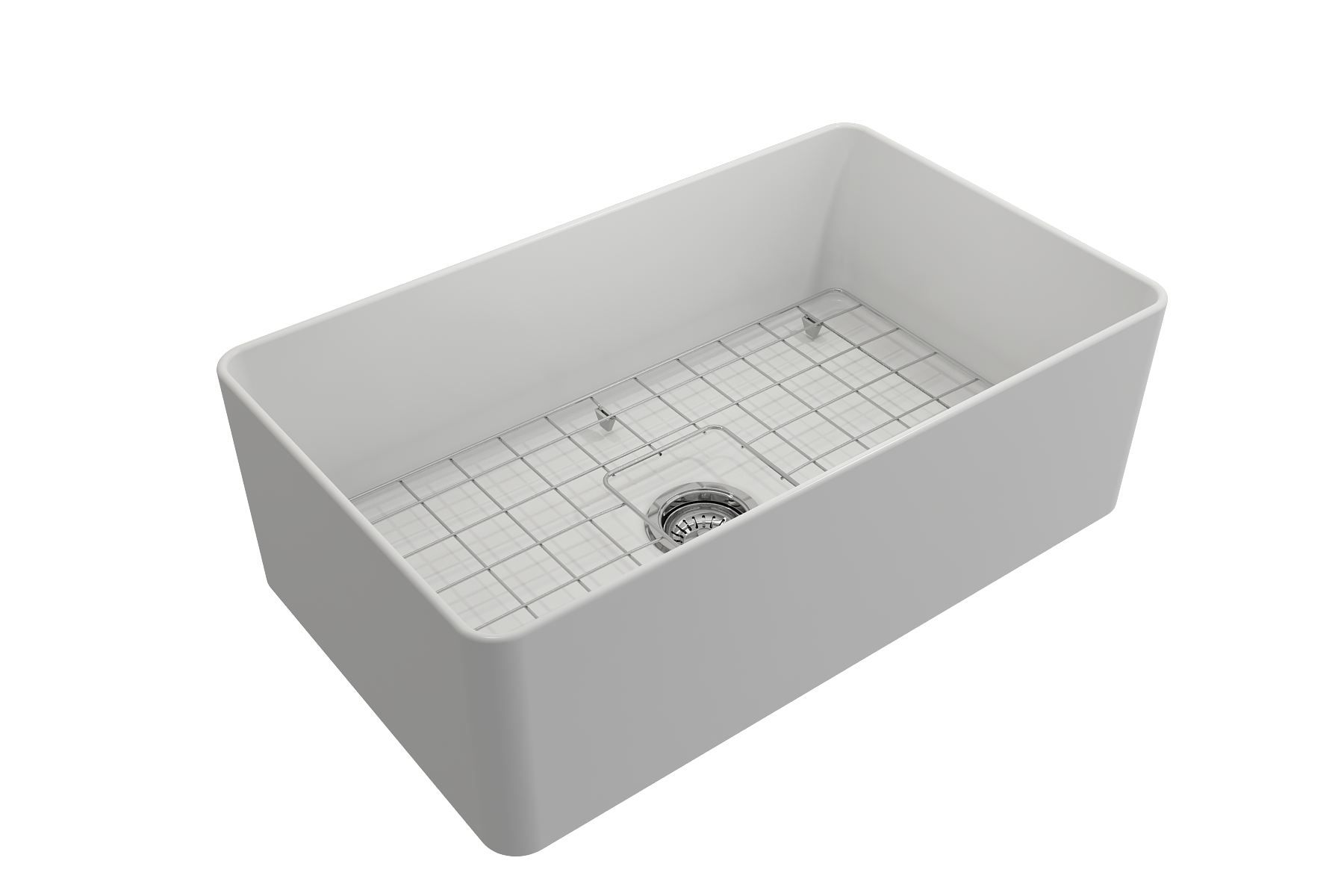 BOCCHI Aderci Ultra-Slim 30" Fireclay Farmhouse Sink, Matte White, 1481-002-0120
