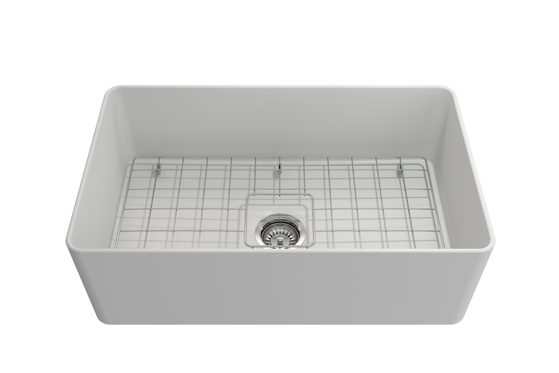 BOCCHI Aderci Ultra-Slim 30" Fireclay Farmhouse Sink, Matte White, 1481-002-0120