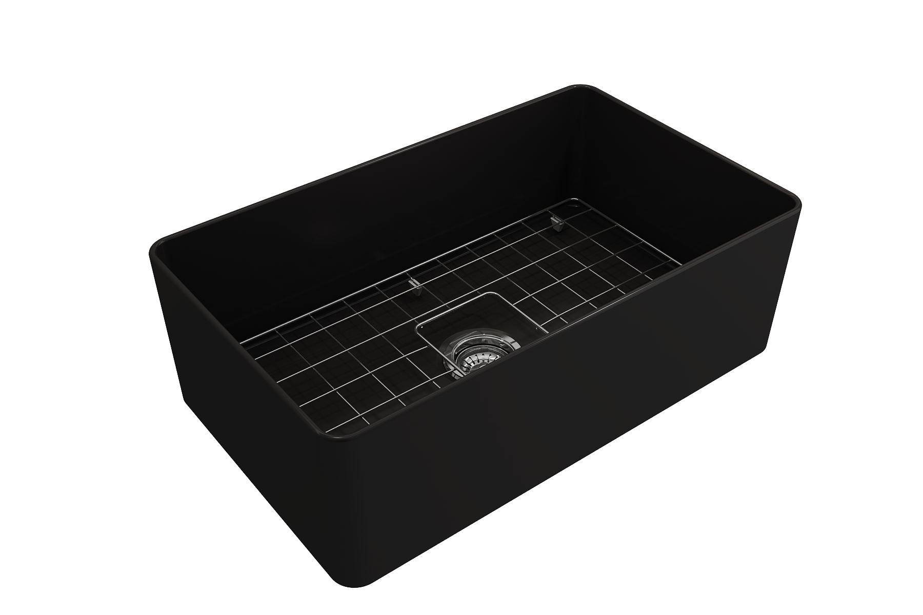 BOCCHI Aderci Ultra-Slim 30" Fireclay Farmhouse Sink, Matte Black, 1481-004-0120