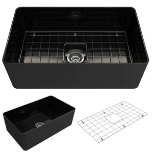 Alternate Image for BOCCHI Aderci Ultra-Slim 30" Fireclay Farmhouse Sink, Black, 1481-005-0120