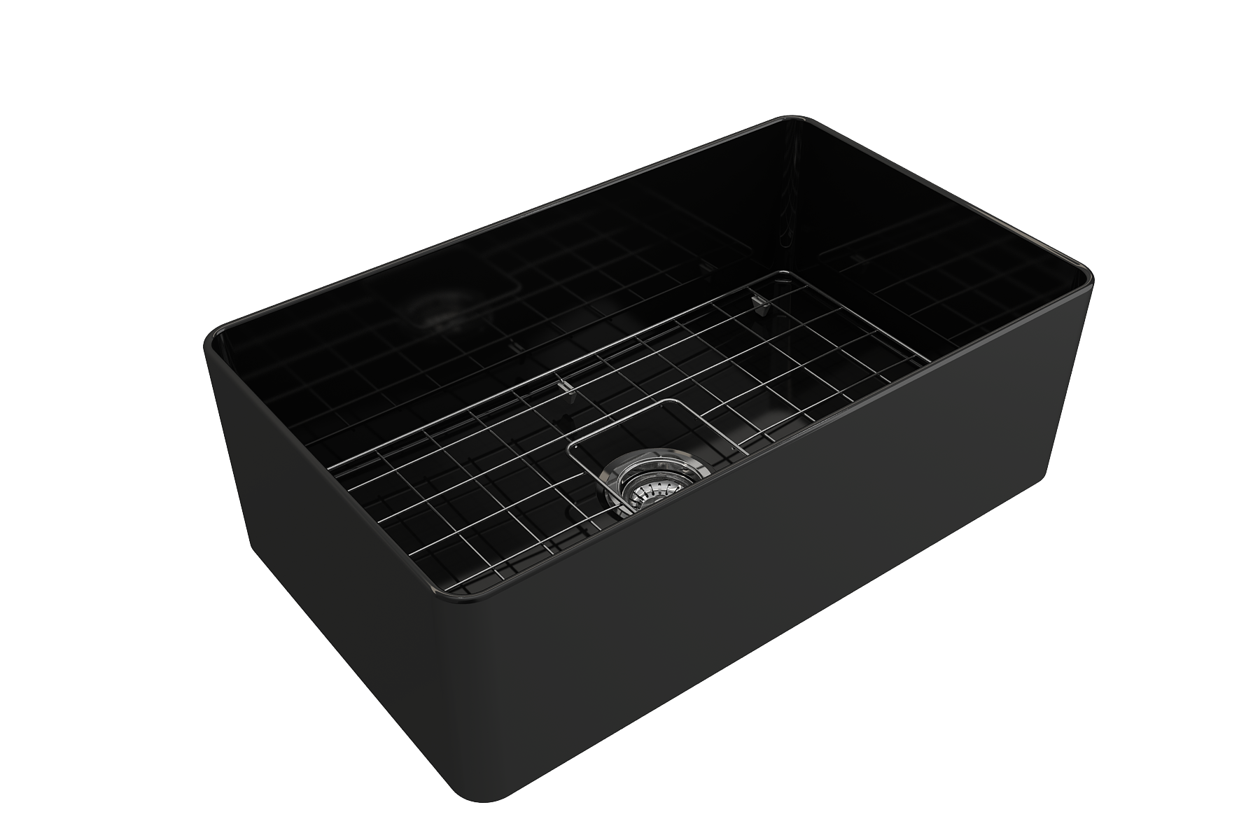 BOCCHI Aderci Ultra-Slim 30" Fireclay Farmhouse Sink, Black, 1481-005-0120