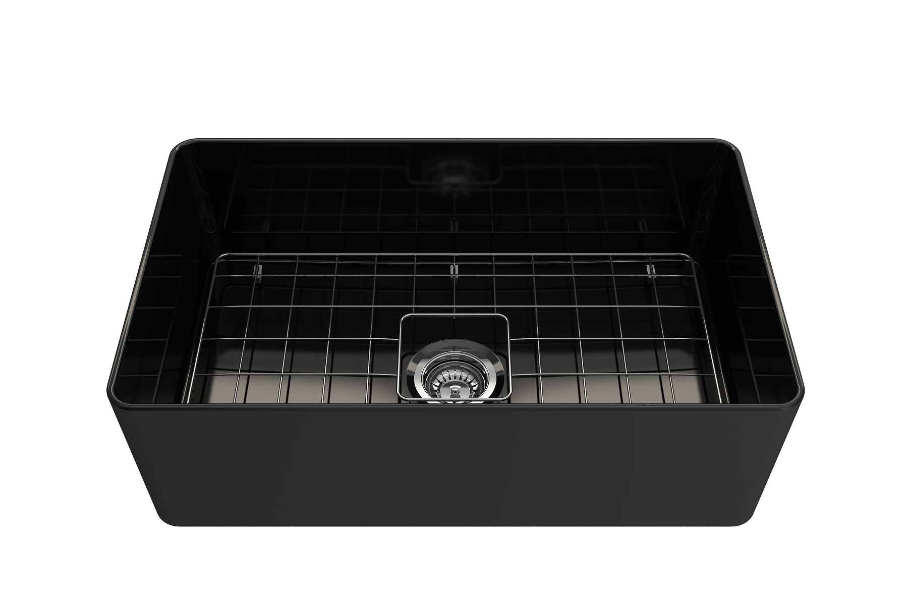 BOCCHI Aderci Ultra-Slim 30" Fireclay Farmhouse Sink, Black, 1481-005-0120