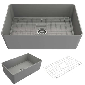 Alternate Image for BOCCHI Aderci Ultra-Slim 30" Fireclay Farmhouse Sink, Matte Gray, 1481-006-0120