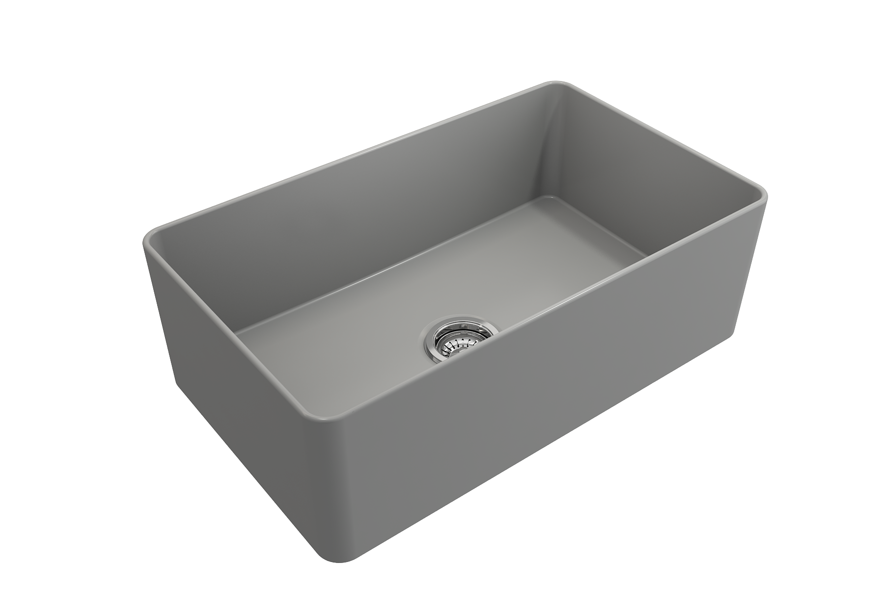 BOCCHI Aderci Ultra-Slim 30" Fireclay Farmhouse Sink, Matte Gray, 1481-006-0120