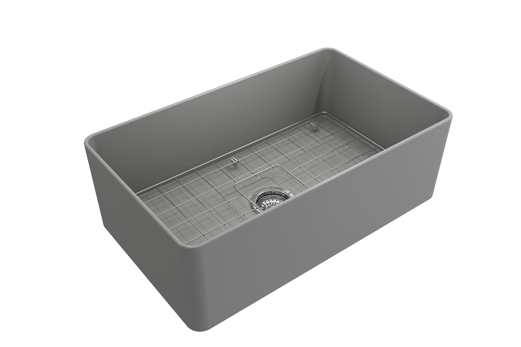 BOCCHI Aderci Ultra-Slim 30" Fireclay Farmhouse Sink, Matte Gray, 1481-006-0120
