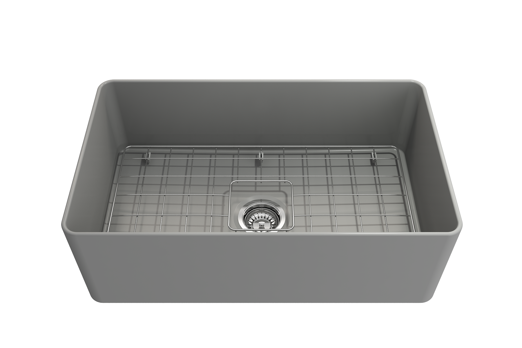 BOCCHI Aderci Ultra-Slim 30" Fireclay Farmhouse Sink, Matte Gray, 1481-006-0120
