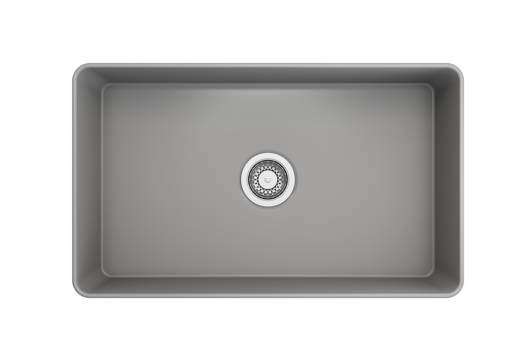 BOCCHI Aderci Ultra-Slim 30" Fireclay Farmhouse Sink, Matte Gray, 1481-006-0120