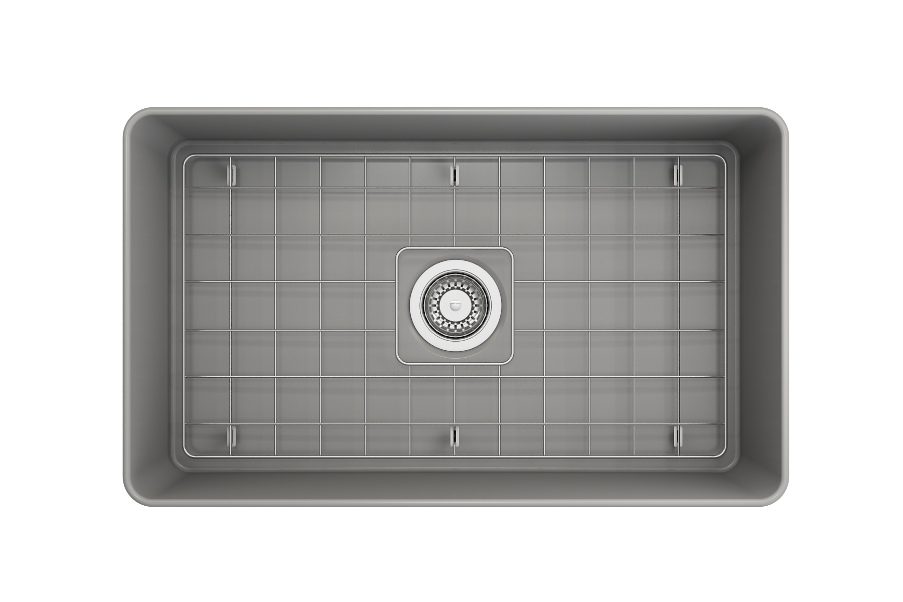 BOCCHI Aderci Ultra-Slim 30" Fireclay Farmhouse Sink, Matte Gray, 1481-006-0120