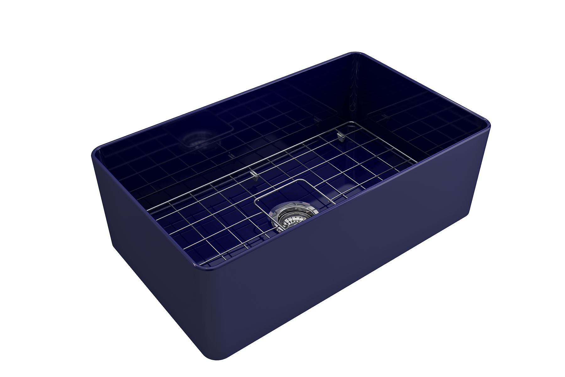 BOCCHI Aderci Ultra-Slim 30" Fireclay Farmhouse Sink, Sapphire Blue, 1481-010-0120