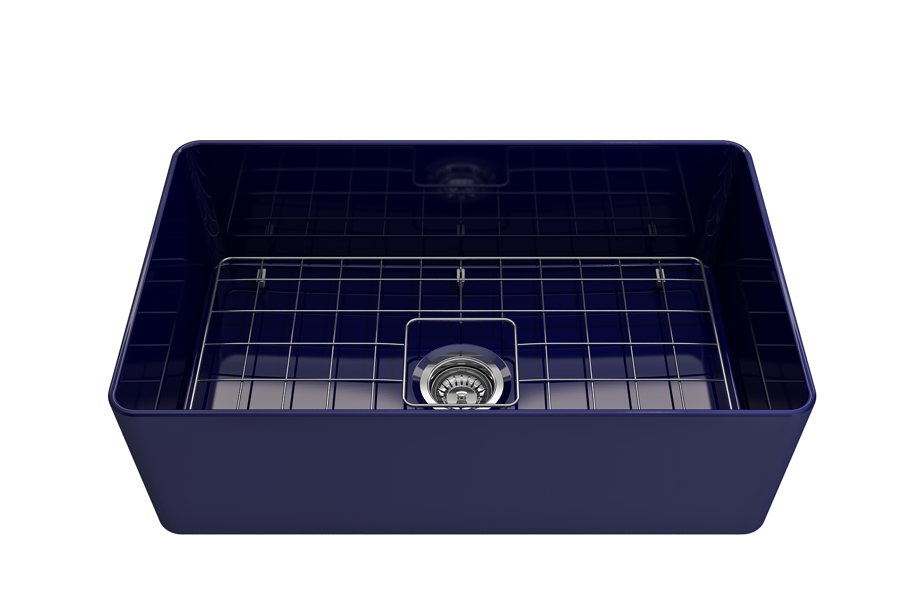 BOCCHI Aderci Ultra-Slim 30" Fireclay Farmhouse Sink, Sapphire Blue, 1481-010-0120