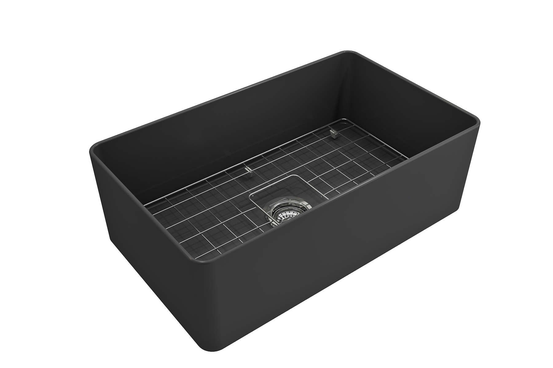 BOCCHI Aderci Ultra-Slim 30" Fireclay Farmhouse Sink, Matte Dark Gray, 1481-020-0120