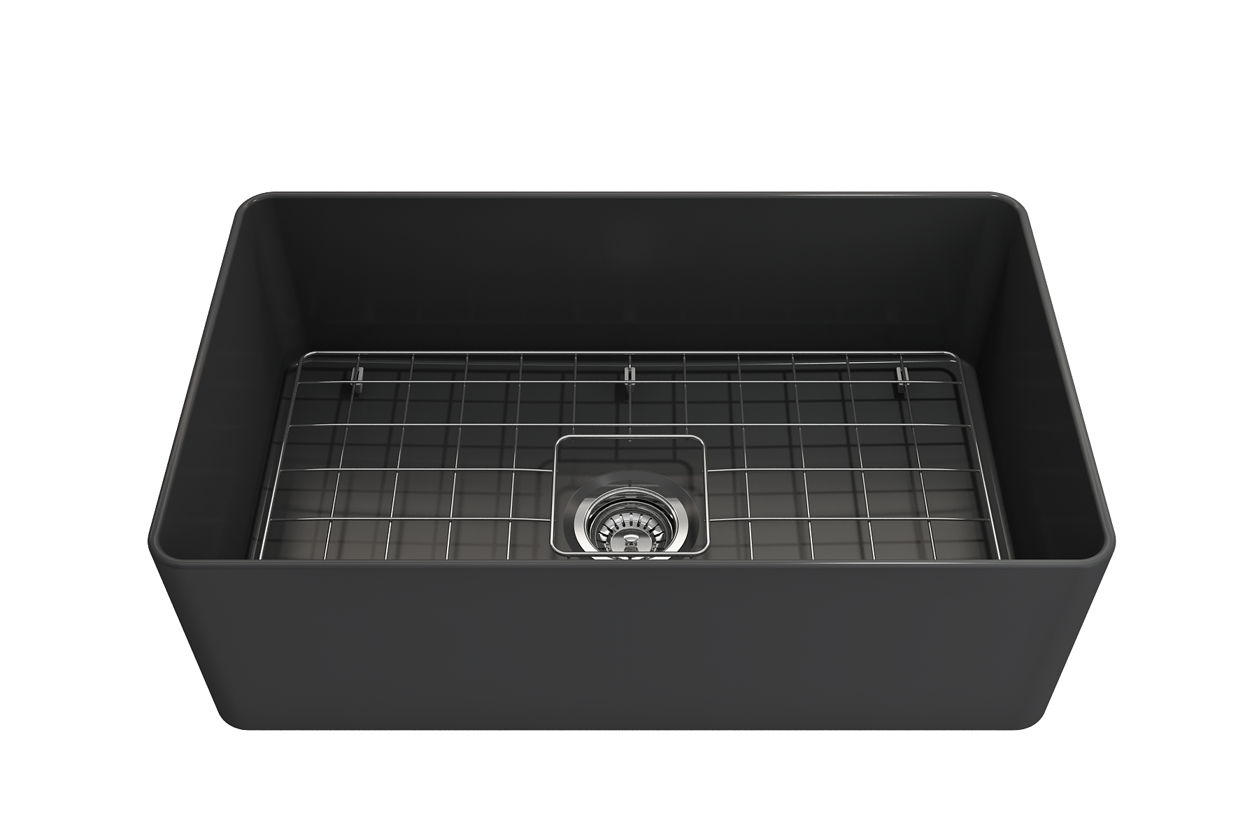 BOCCHI Aderci Ultra-Slim 30" Fireclay Farmhouse Sink, Matte Dark Gray, 1481-020-0120