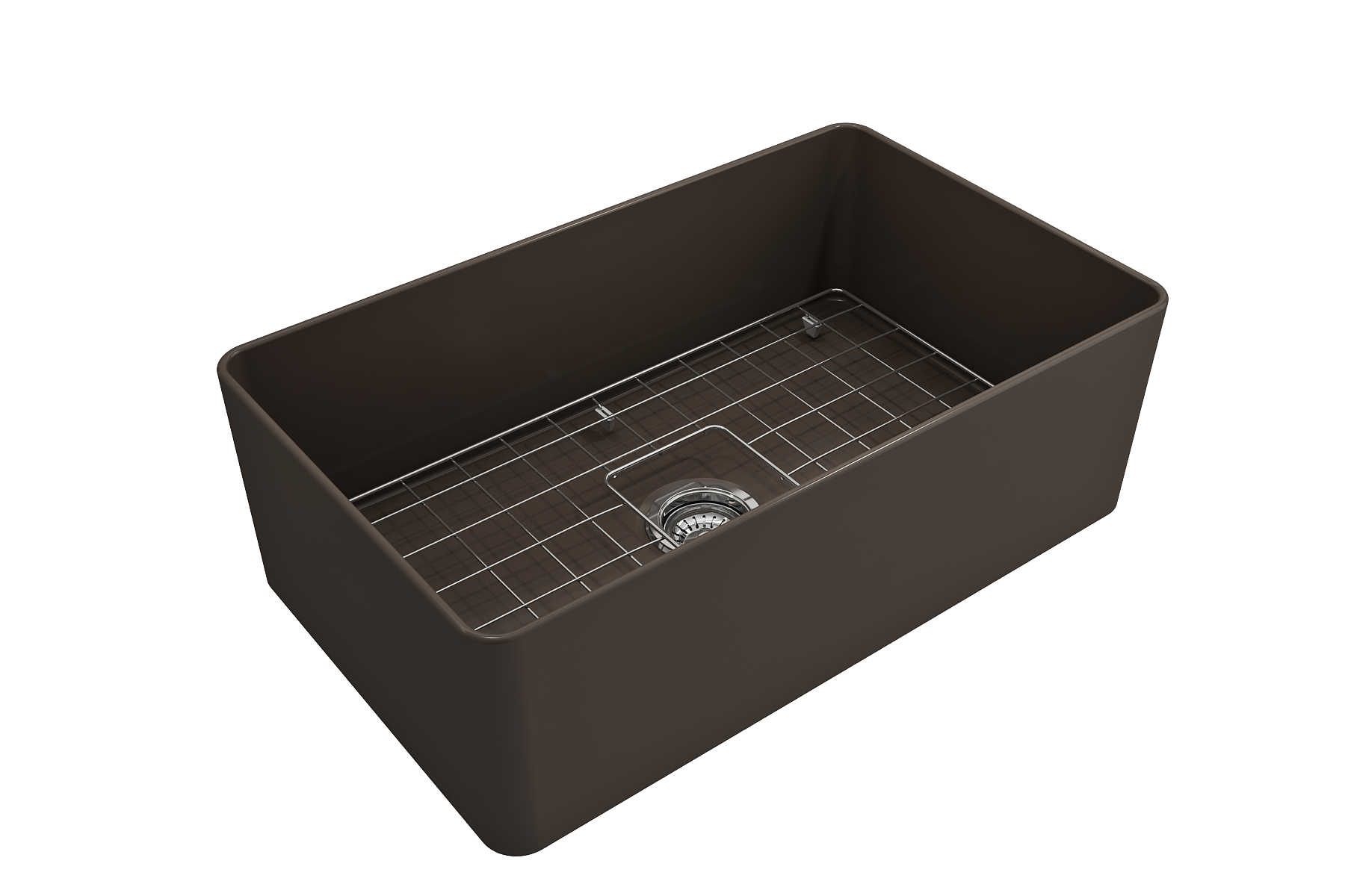 BOCCHI Aderci Ultra-Slim 30" Fireclay Farmhouse Sink, Matte Brown, 1481-025-0120