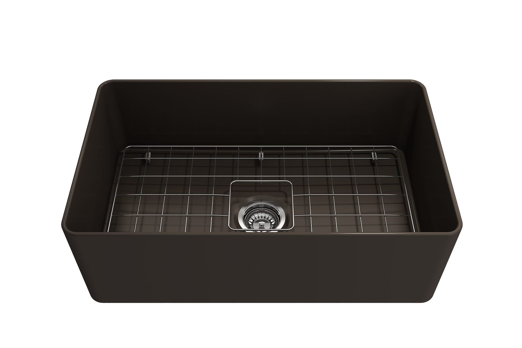 BOCCHI Aderci Ultra-Slim 30" Fireclay Farmhouse Sink, Matte Brown, 1481-025-0120