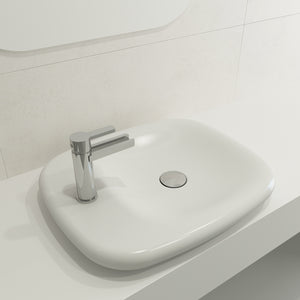 Alternate Image for BOCCHI Fenice 22" Rectangle Vessel Fireclay Bathroom Sink, Matte White, Single Faucet Hole, 1489-002-0126