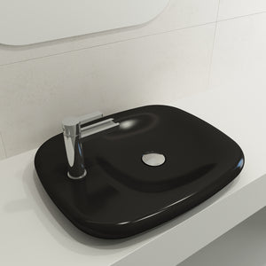Alternate Image for BOCCHI Fenice 22" Rectangle Vessel Fireclay Bathroom Sink, Matte Black, Single Faucet Hole, 1489-004-0126