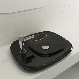 Alternate Image for BOCCHI Fenice 22" Rectangle Vessel Fireclay Bathroom Sink, Black, Single Faucet Hole, 1489-005-0126