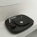 BOCCHI Fenice 22" Rectangle Vessel Fireclay Bathroom Sink, Black, Single Faucet Hole, 1489-005-0126