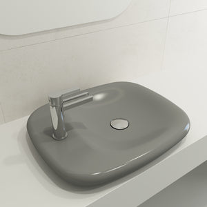 Alternate Image for BOCCHI Fenice 22" Rectangle Vessel Fireclay Bathroom Sink, Matte Gray, Single Faucet Hole, 1489-006-0126