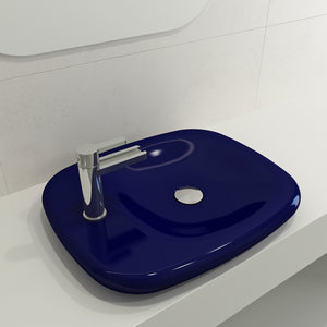 Alternate Image for BOCCHI Fenice 22" Rectangle Vessel Fireclay Bathroom Sink, Sapphire Blue, Single Faucet Hole, 1489-010-0126