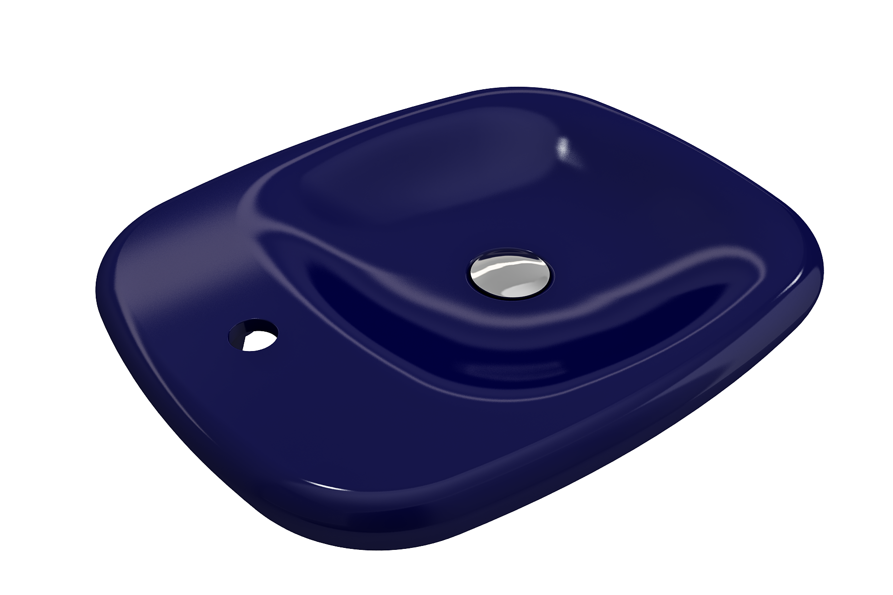 BOCCHI Fenice 22" Rectangle Vessel Fireclay Bathroom Sink, Sapphire Blue, Single Faucet Hole, 1489-010-0126