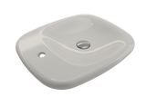 BOCCHI Fenice 22" Rectangle Vessel Fireclay Bathroom Sink, Biscuit, Single Faucet Hole, 1489-014-0126
