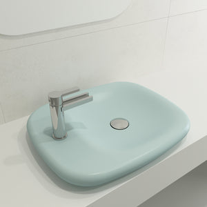 Alternate Image for BOCCHI Fenice 22" Rectangle Vessel Fireclay Bathroom Sink, Matte Ice Blue, Single Faucet Hole, 1489-029-0126