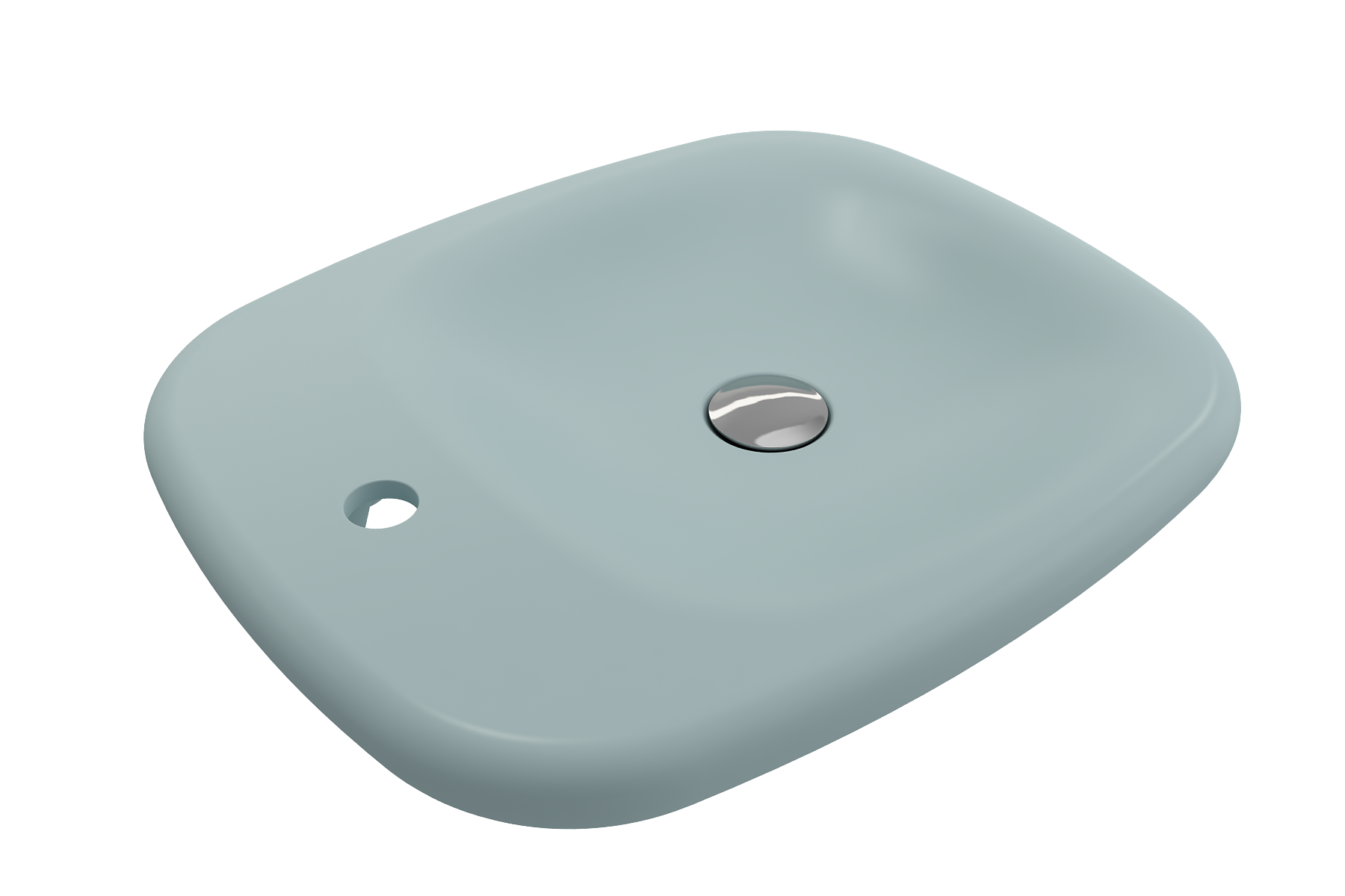 BOCCHI Fenice 22" Rectangle Vessel Fireclay Bathroom Sink, Matte Ice Blue, Single Faucet Hole, 1489-029-0126