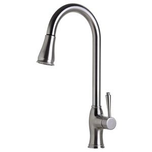 Alternate Image for ALFI Traditional Solid Brushed Stainless Steel Pull Down Kitchen Faucet, AB2043-BSS
