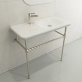 BOCCHI Fenice 36" Rectangle Wallmount Fireclay Bathroom Sink, White, Single Faucet Hole, 1490-001-0126