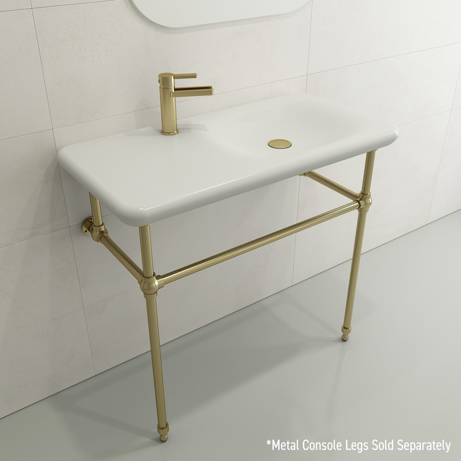 BOCCHI Fenice 36" Rectangle Wallmount Fireclay Bathroom Sink, Matte White, Single Faucet Hole, 1490-002-0126