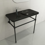 BOCCHI Fenice 36" Rectangle Wallmount Fireclay Bathroom Sink, Black, Single Faucet Hole, 1490-005-0126
