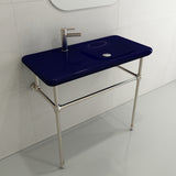 BOCCHI Fenice 36" Rectangle Wallmount Fireclay Bathroom Sink, Sapphire Blue, Single Faucet Hole, 1490-010-0126