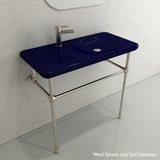 BOCCHI Fenice 36" Rectangle Wallmount Fireclay Bathroom Sink, Sapphire Blue, Single Faucet Hole, 1490-010-0126