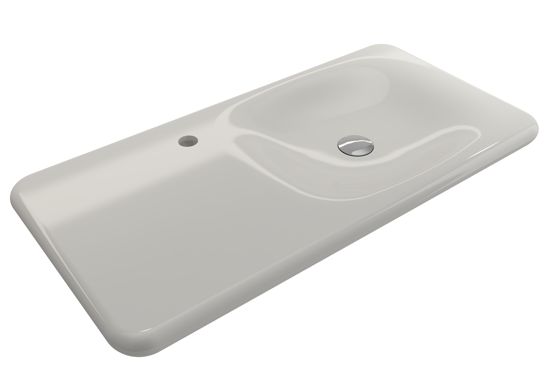 BOCCHI Fenice 36" Rectangle Wallmount Fireclay Bathroom Sink, Biscuit, Single Faucet Hole, 1490-014-0126
